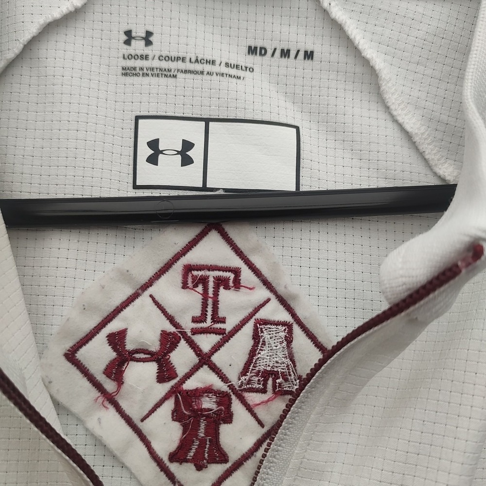 Temple Owl Under Armor Men's‎ Pullover White 1/4 Zip Long Sleeve Size Medium - Picture 9 of 16